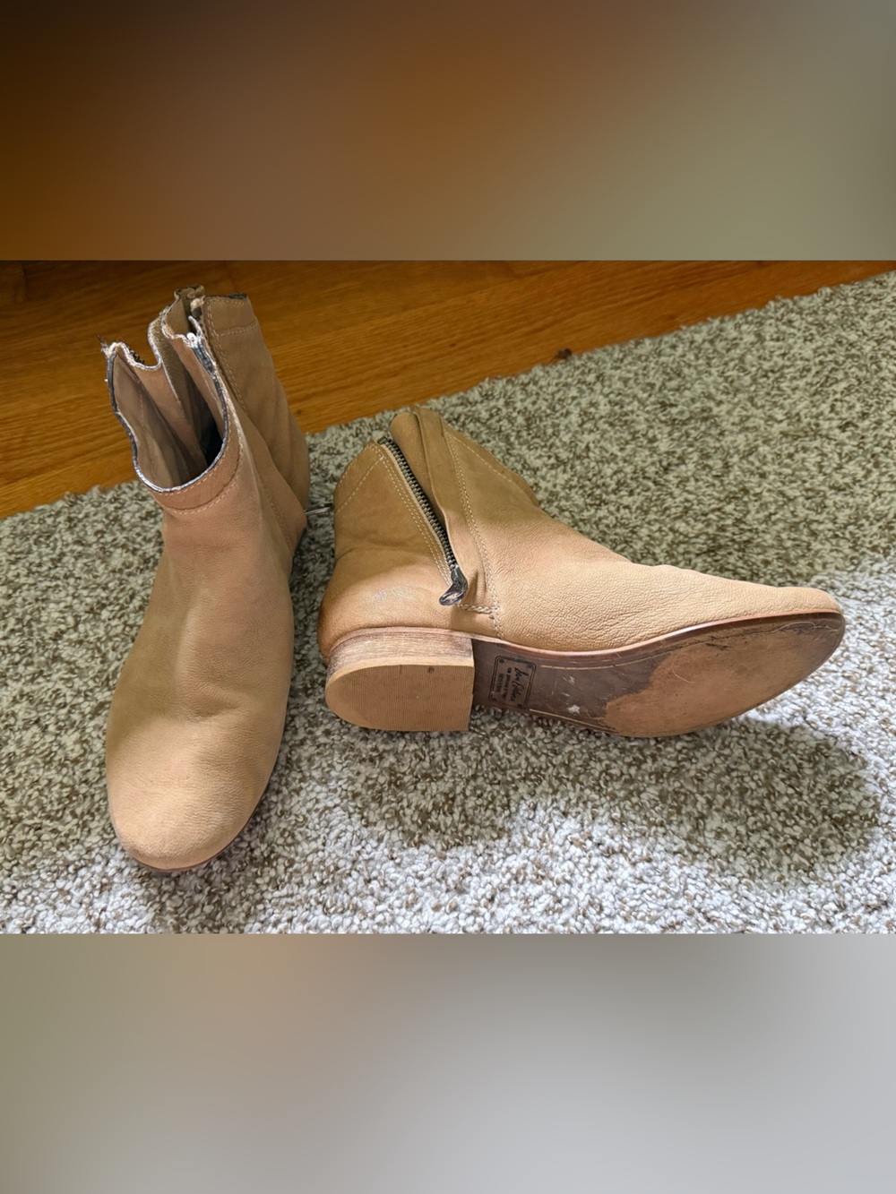 Sam Edelman Tan Leather Side-Zip Ankle Boots 7.5